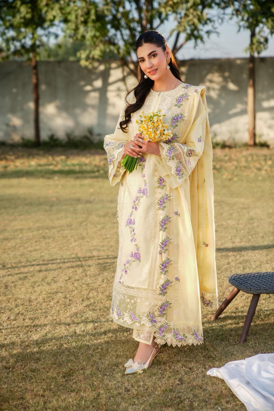 Aarizay Lemon Cotton and Organza (AY0023)